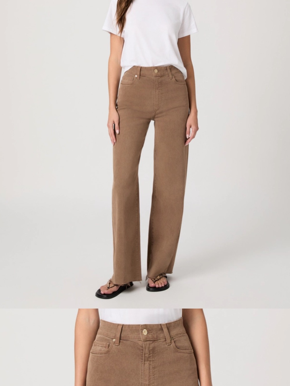 PAIGE Wide-Leg High-Rise Jeans - Brown